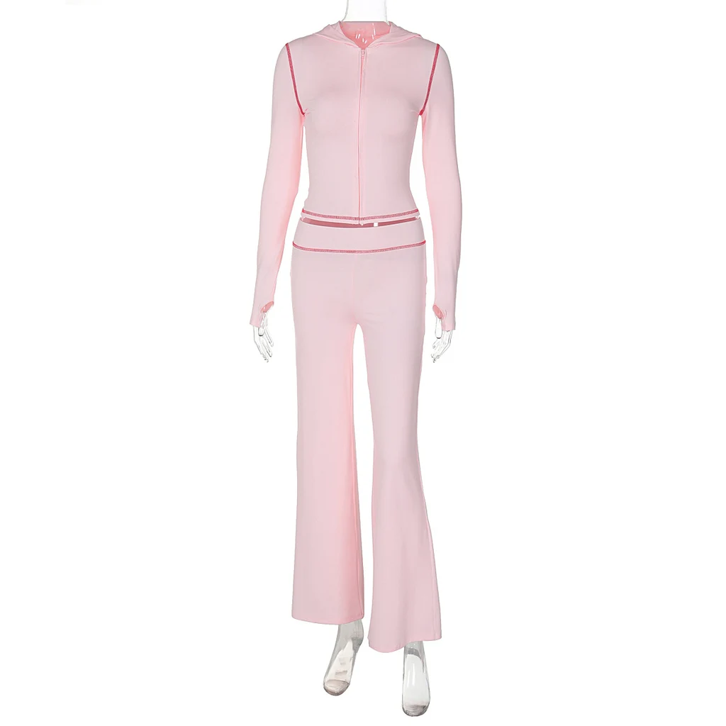 Top Leopard Print High Waist Tight Trousers Suit Women - Pink