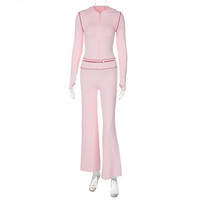 Top Leopard Print High Waist Tight Trousers Suit Women Pink - Shop at LoveMi