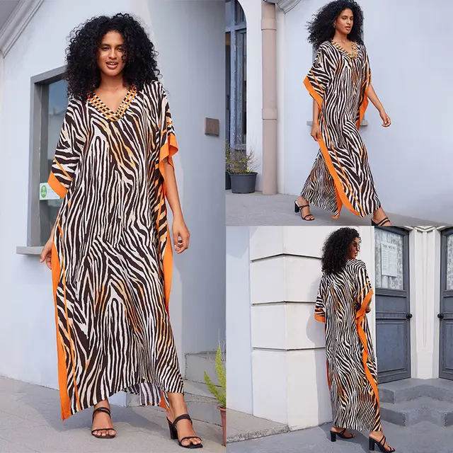 Beach Jacket Loose Jumpsuit Robe Zs2330 2 Brown Zebra - Shop at LoveMi