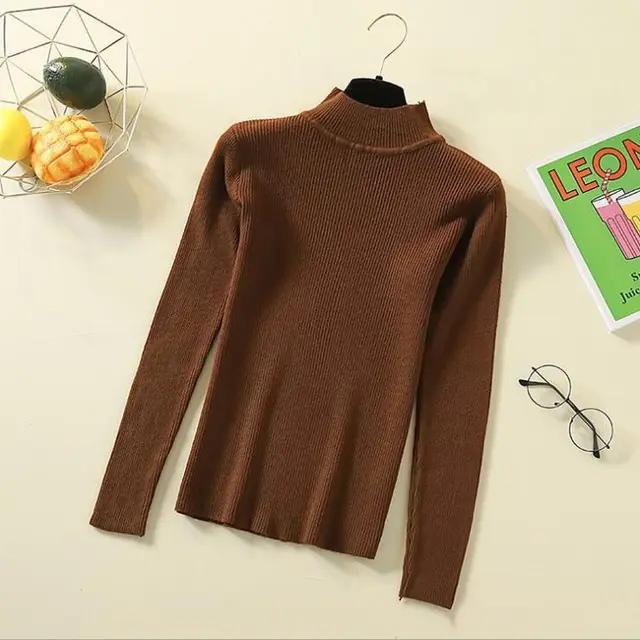 Pullover All matching Slim Fit Skinny Sweater Brown - Shop at LoveMi