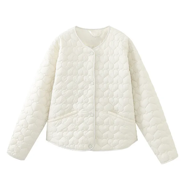 Fashion Cute Style Heart shaped Silk Line Cotton Jacket Coat White - Shop at LoveMi