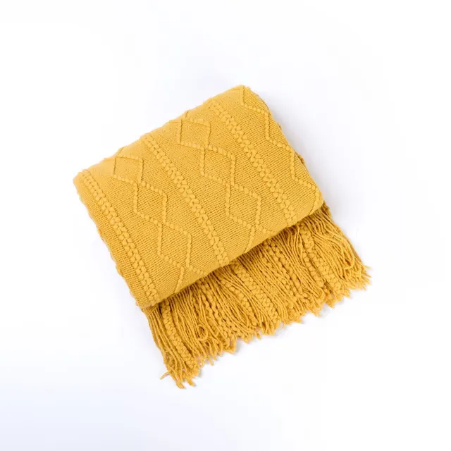Knitted Blanket Nap Sofa Cover Blanket Turmeric - Shop at LoveMi