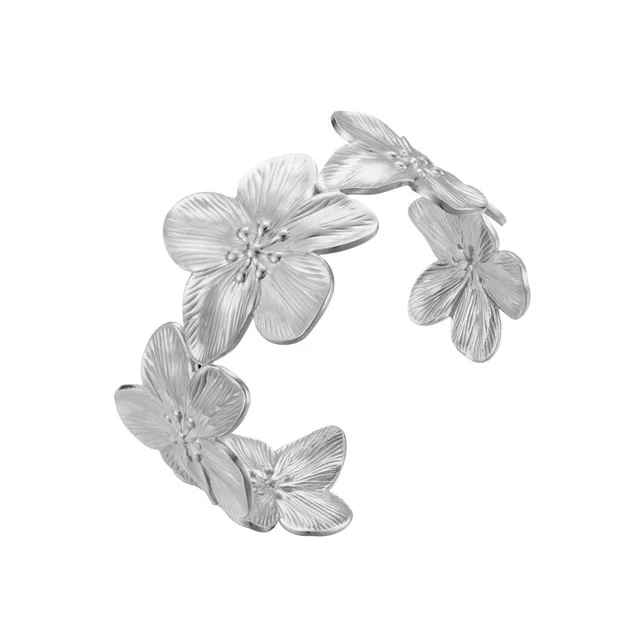 Middle East Gold Flower Ring High grade Alloy Bracelet Silver - Shop at LoveMi
