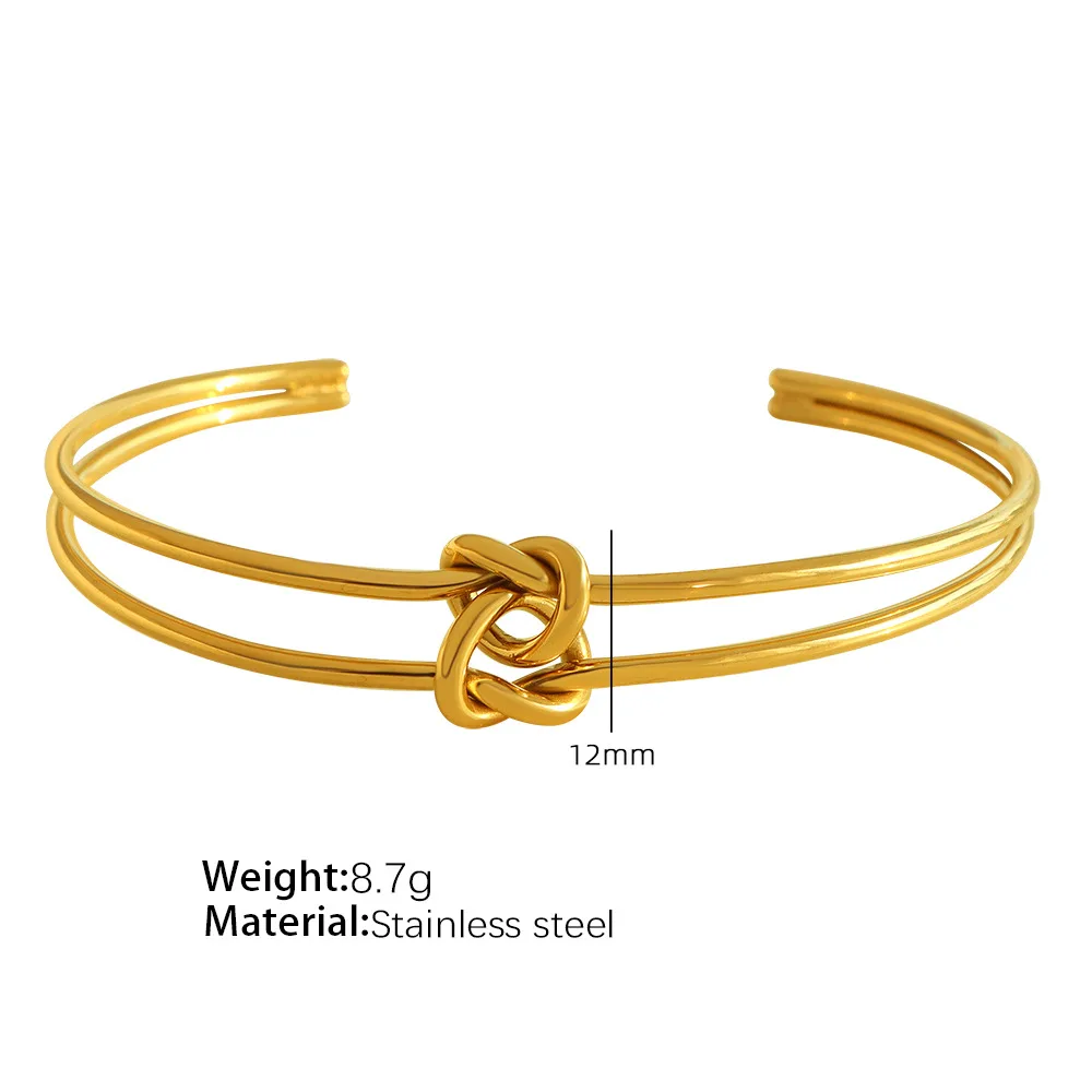Fashion Geometry Pattern Titanium Steel Bracelet For Women - Sz51 Adjustable Gold
