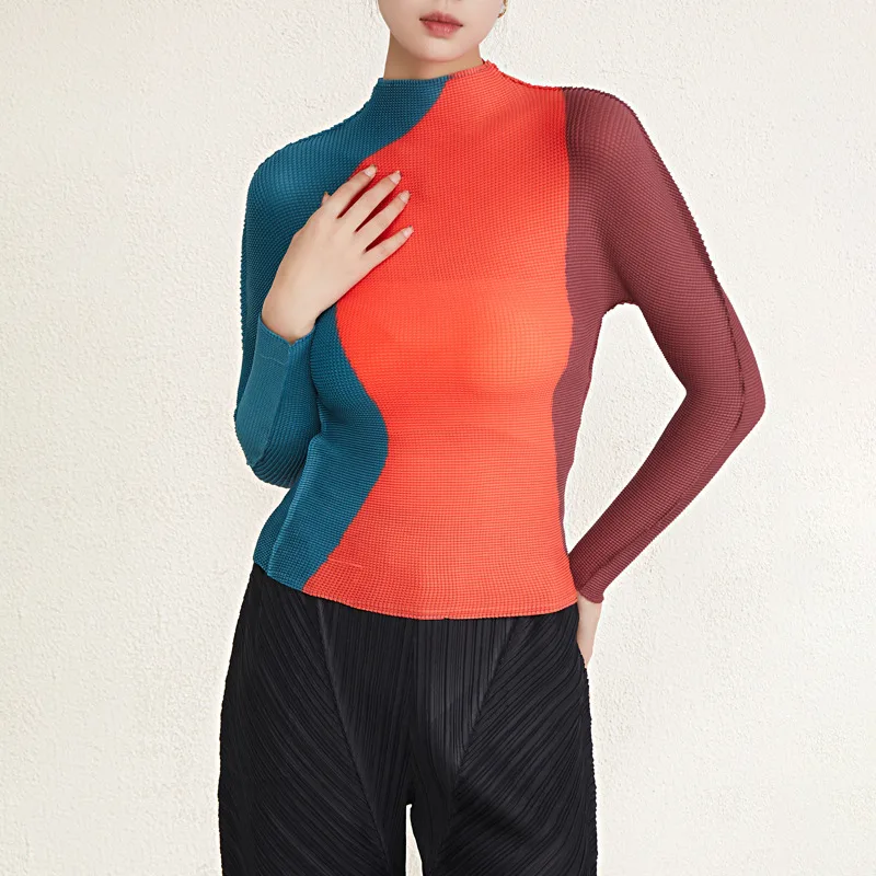Spring And Autumn Slimming Striped Underwear Long Sleeved Top - Orange Red