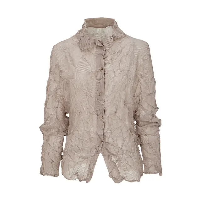 French Style Shirt Top For Women Khaki - Shop at LoveMi