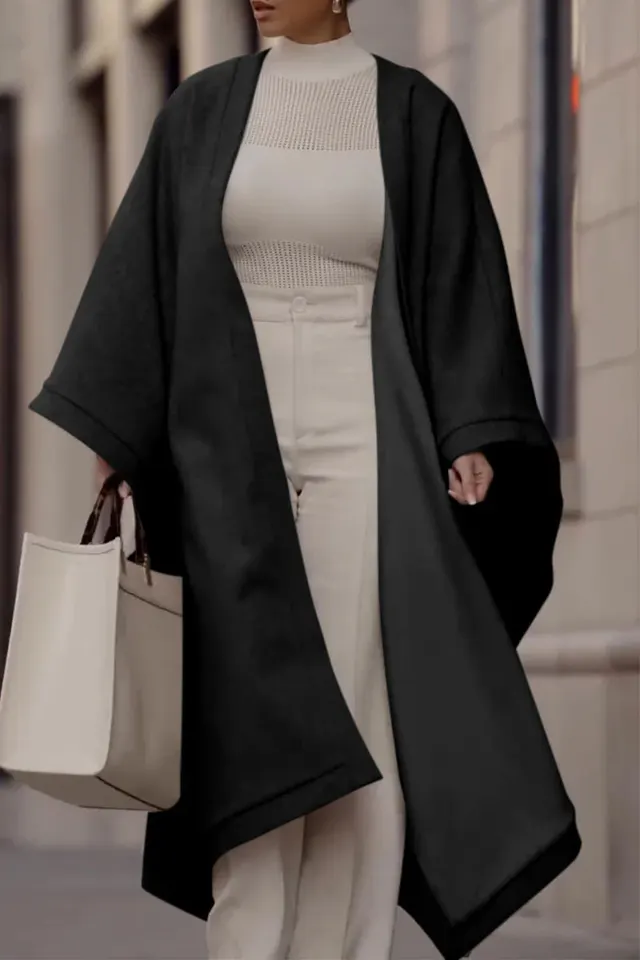 Temperament Leisure Solid Color Shawl For Women Black - Shop at LoveMi