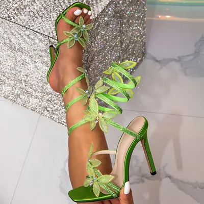 Fashion Personality Bow Stiletto Sandals Green - Shop at LoveMi