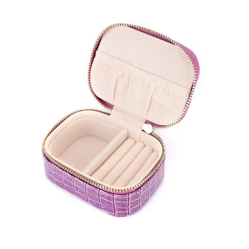 Small Square Portable Jewelry Ring Earring Storage Box Purple - Shop at LoveMi