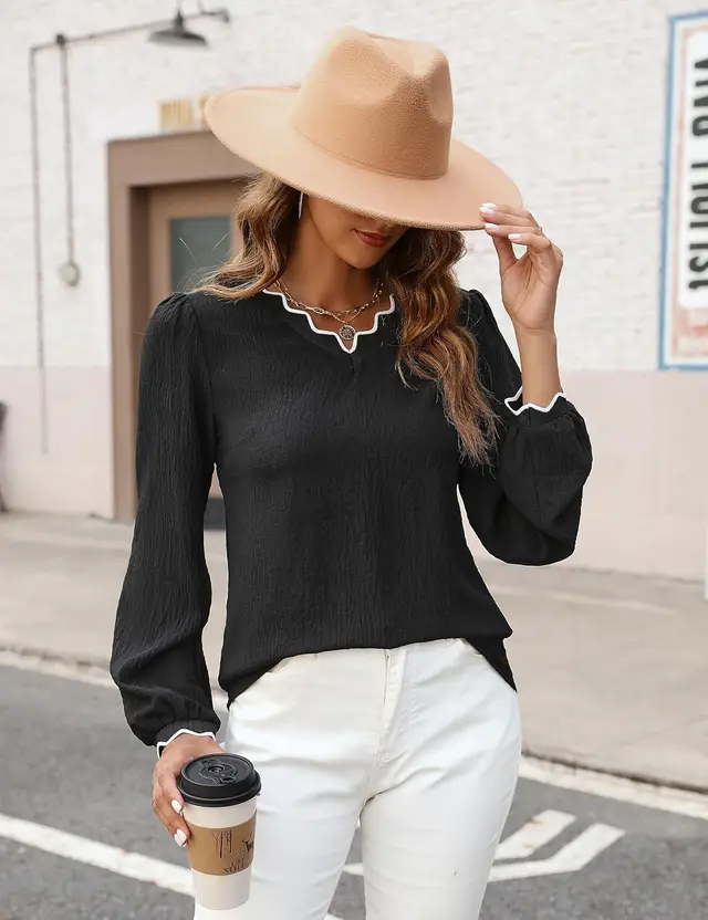 Women's Fashion Hollowed out Loose Top Black - Shop at LoveMi