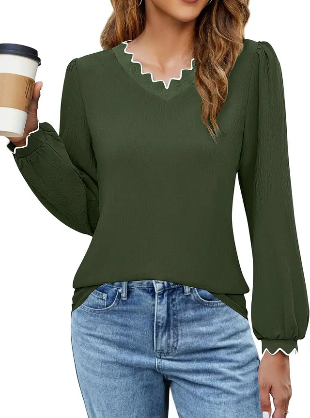 Women's Fashion Hollowed out Loose Top Green - Shop at LoveMi