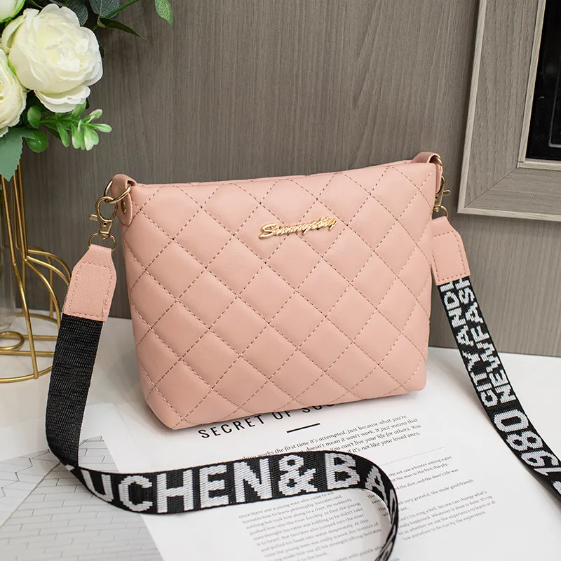 Small Messenger Bag For Women Trend Lingge Embroidery Female Shoulder Bags Fashion Chain Ladies Crossbody Purse Pink - Shop at LoveMi