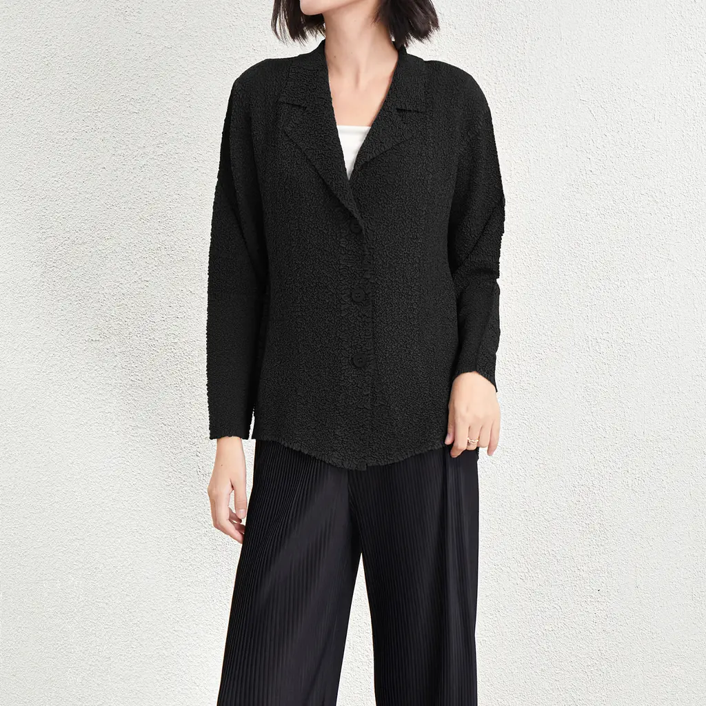 Fashion Design Temperament Commute Long Sleeve Coat - Black