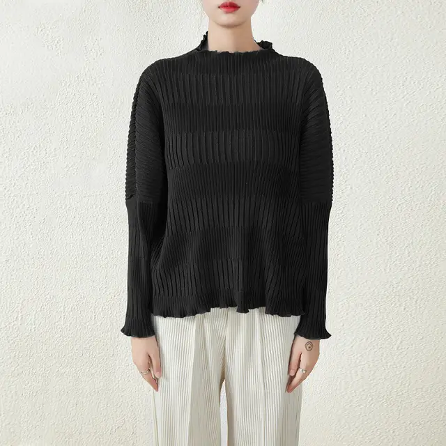 Early Autumn Long Sleeves Top Plus Size Loose Black - Shop at LoveMi