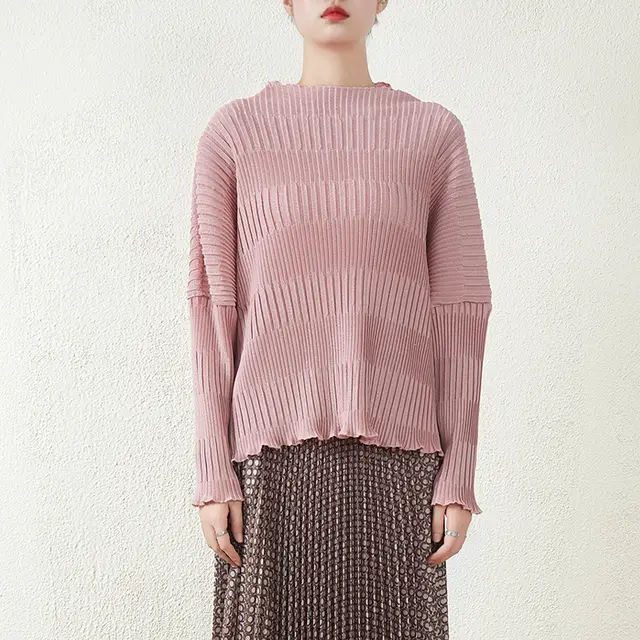 Early Autumn Long Sleeves Top Plus Size Loose Pink - Shop at LoveMi