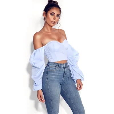 Fashion Personality Female Crop top Short Top Blue - Shop at LoveMi