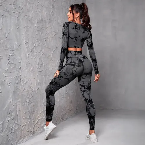 Fashion Personalized Fitness Sportswear Suit Women Gray dark gray, black - Shop at LoveMi
