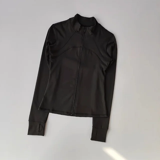 Women's Sports Jacket Autumn And Winter Stand up Collar Slim Fit Black - Shop at LoveMi