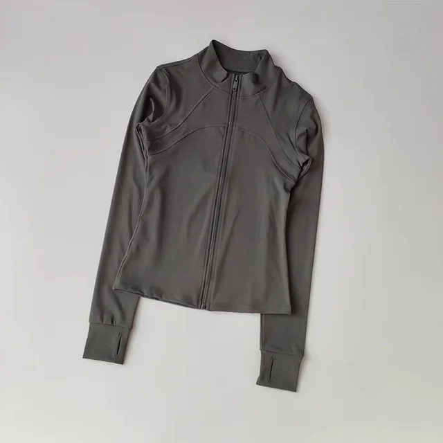 Women's Sports Jacket Autumn And Winter Stand up Collar Slim Fit Graphite Gray - Shop at LoveMi