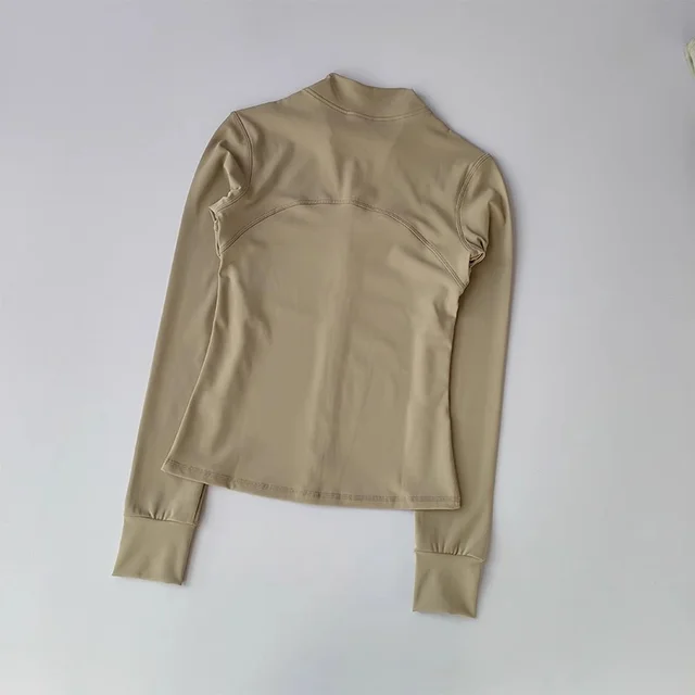 Women's Sports Jacket Autumn And Winter Stand up Collar Slim Fit Khaki - Shop at LoveMi