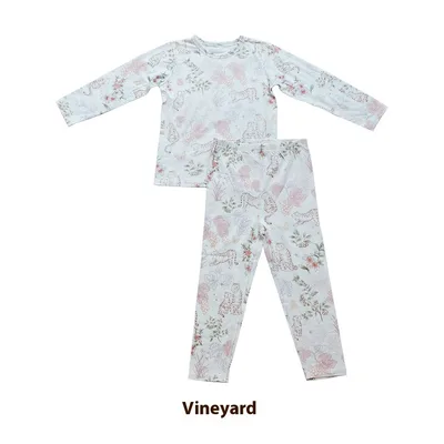 Bamboo Cotton Knitted Parent child Homewear Clothes Pajamas Suit Vineyard Children 120Cm - Shop at LoveMi
