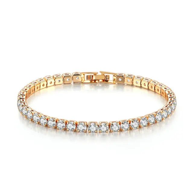 Round Full Diamond Tennis Chain Hip Hop Ear Accessories Gold 19Cm - Shop at LoveMi