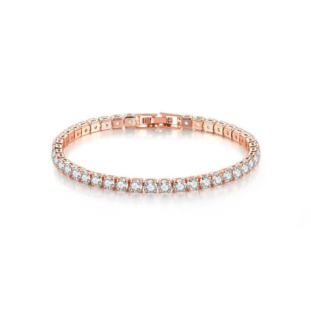 Round Full Diamond Tennis Chain Hip Hop Ear Accessories Rose Gold 18Cm - Shop at LoveMi