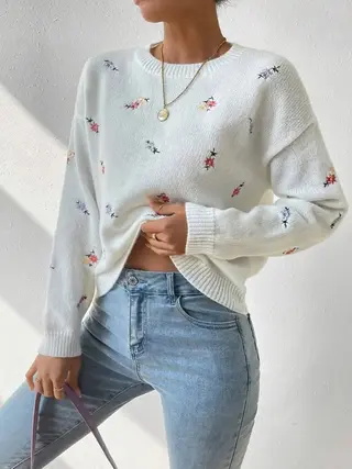 Women's Jacquard Elegant Versatile Top - White