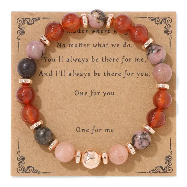 Stone Bead Men's And Women's Bracelet Haematite Red Agate Black Line - Shop at LoveMi