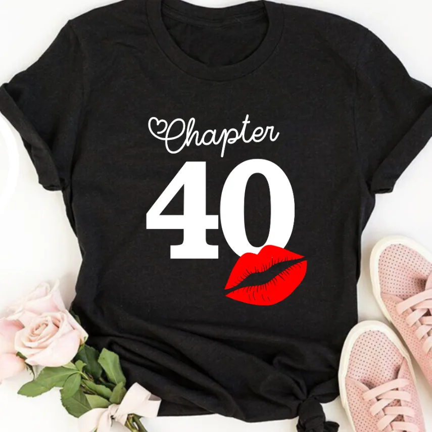 Round Neck Printed Women's T shirt Fashion Short Sleeve Black - Shop at LoveMi