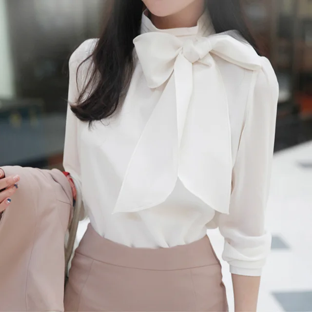 Loose All match Bow Bottoming Shirt For Women White - Shop at LoveMi