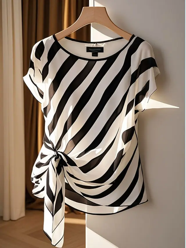 Fashion Black And White Striped Top For Women Black And White Stripes - Shop at LoveMi