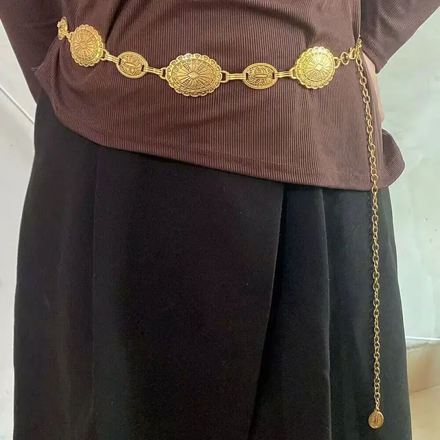 Ethnic Style High grade All match Distressed Skirt Shaped Accessory Waist Decorations Ancient Gold - Shop at LoveMi
