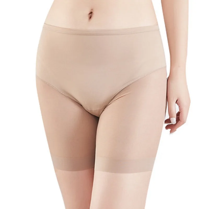 High Waisted Tuck Pants Mesh Corset Hip Lifting Hip Training Pants - Apricot