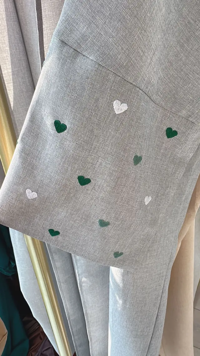 Love Embroidered DUBAI Turkish Elegant Cardigan Robe Dark Gray Green Heart Scarf - Shop at LoveMi