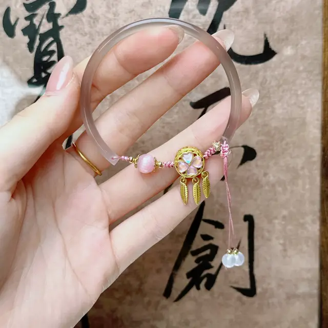 Natural Chalcedony Bracelet Dreamcatcher Original Design Bracelet Bracelet - Shop at LoveMi