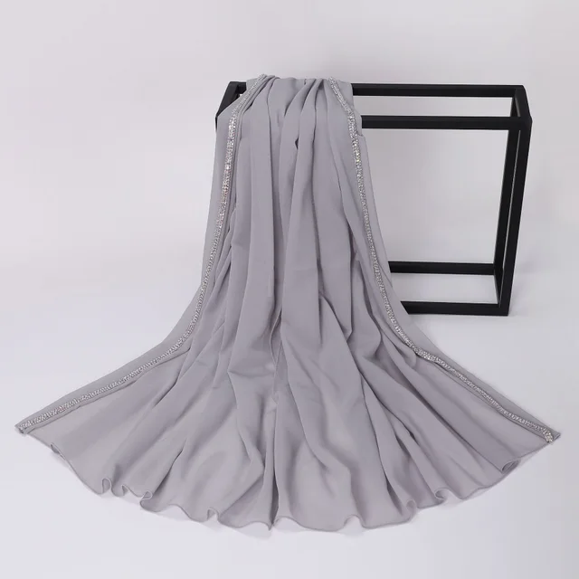Ladies New Solid Color Chiffon Casual Scarf Light Gray - Shop at LoveMi