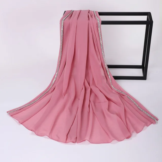 Ladies New Solid Color Chiffon Casual Scarf Pink - Shop at LoveMi