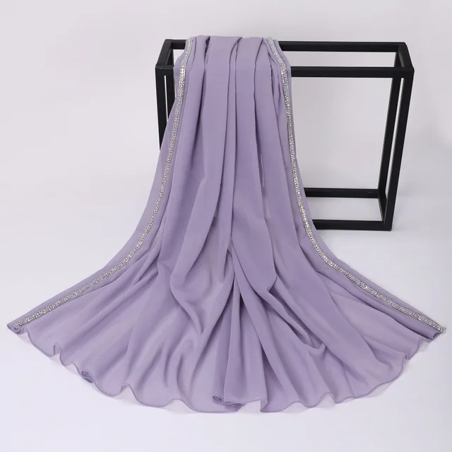 Ladies New Solid Color Chiffon Casual Scarf Taro Purple - Shop at LoveMi