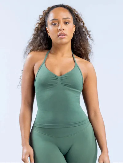Sports Yoga Vest Not Midriff Outfit Underwear Female Sexy Halter Gray Green - Shop at LoveMi