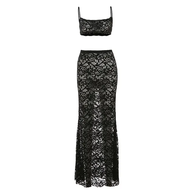 Cutout Sling Top High Waist Lace Suit Black - Shop at LoveMi