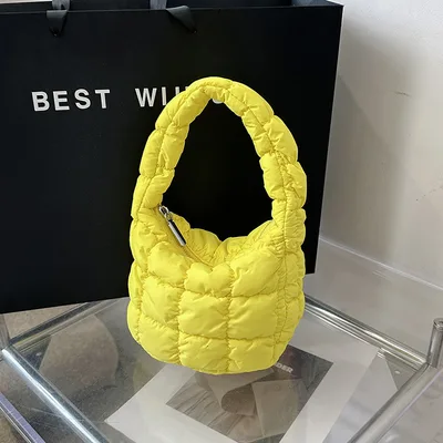 Nylon Cloth Fashion This Year Popular Pleated Small Bag For Women Yellow - Shop at LoveMi