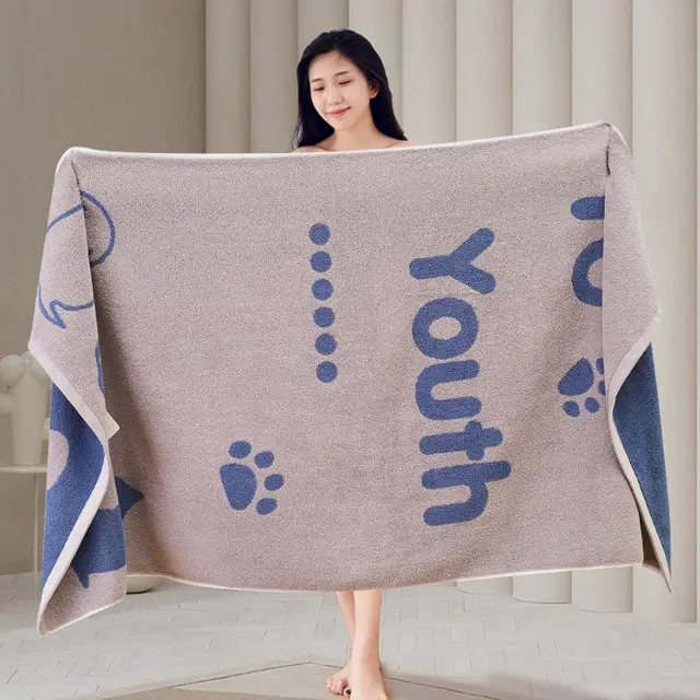 Household Thickened Absorbent Cotton Bath Towel Dog Gray - Shop at LoveMi
