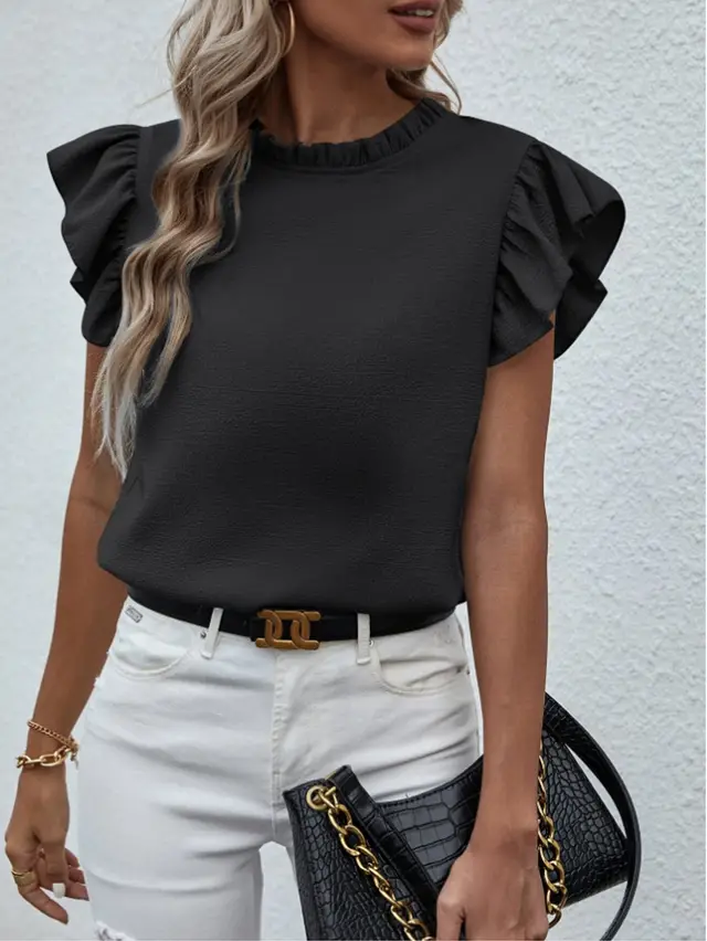 Fashion Straight Pullover Temperament Blouse Black - Shop at LoveMi