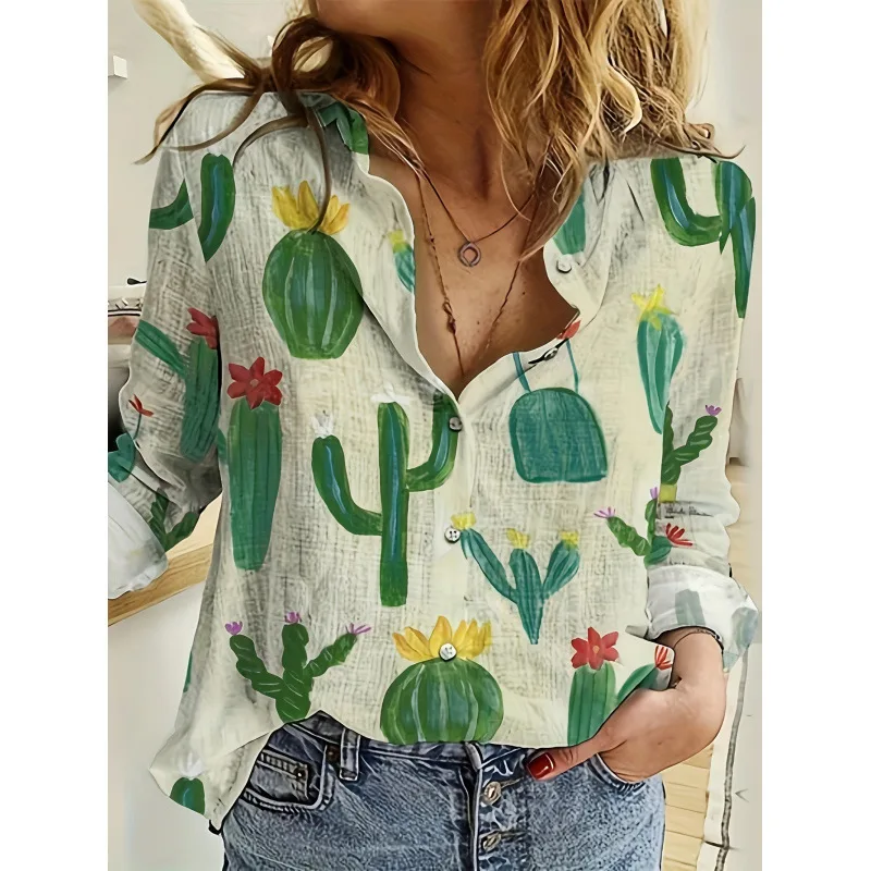 Women's 3d Printed Polka Dot Butterfly Long Sleeve Turn down Collar Casual Shirt Style 7 S - Shop at LoveMi