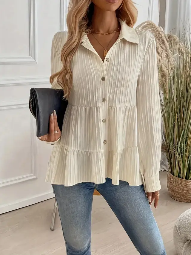 French Style Temperament Elegant Casual Bottoming Shirt Milky White - Shop at LoveMi