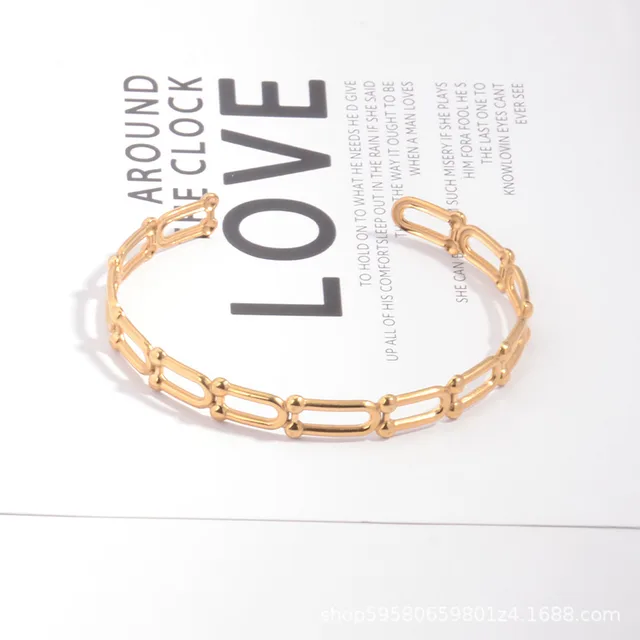 Stainless Steel Bracelet Opening Gold plated Design Gold - Shop at LoveMi