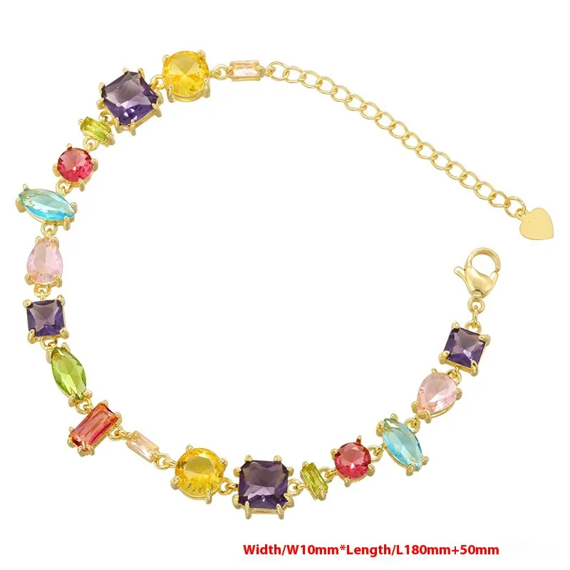 Cross-border Candy Color Special-shaped Zircon Stitching Bracelet Necklace - Vl585 Gold - View 1