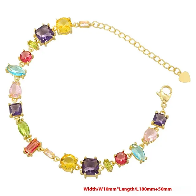 Cross border Candy Color Special shaped Zircon Stitching Bracelet Necklace Vl585 Gold - Shop at LoveMi