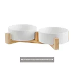 White Double Bowl Wooden Rack